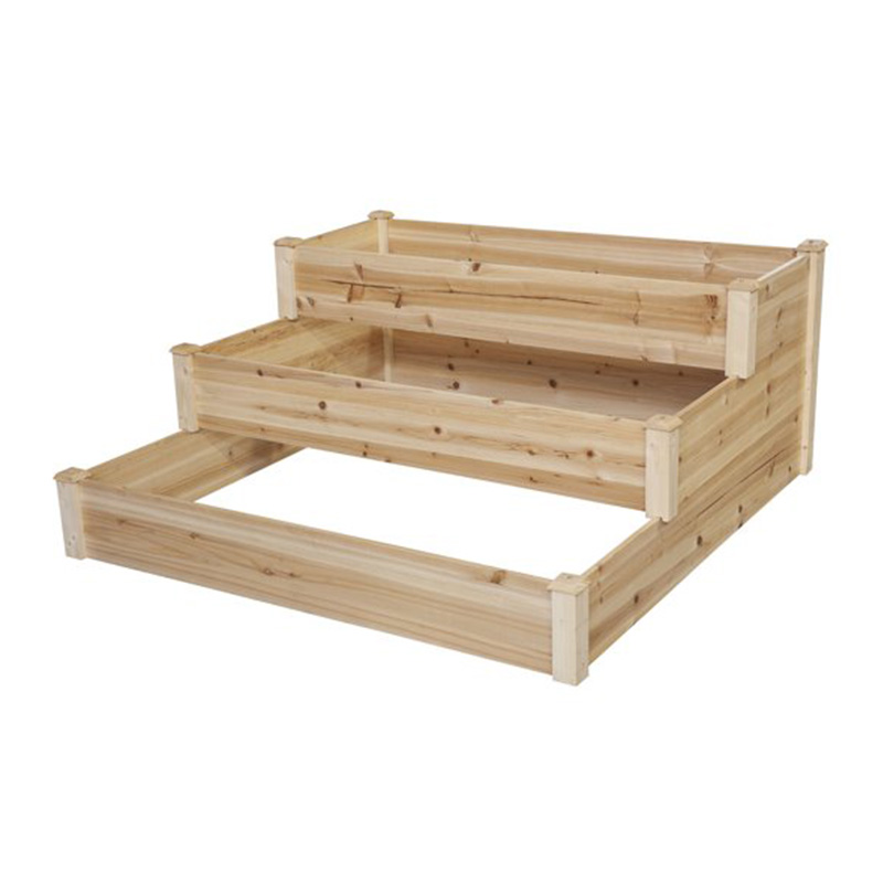 Kit de jardinieră de grădină cu 3 niveluri din lemn de brad pentru plante, ierburi, legume, grădinărit în aer liber Design cu etaje 49' x 49' x 22'