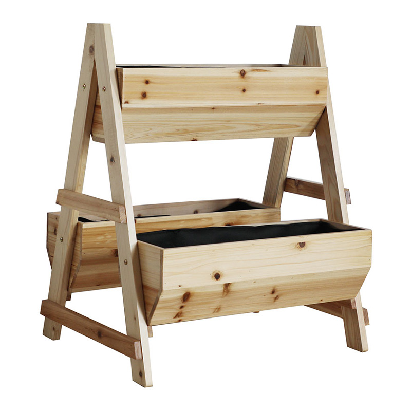 Cutie de jardiniera din lemn în formă de A cu material nețesut pentru curte Cutie de jardiniera din lemn în formă de A cu material nețesut pentru curte