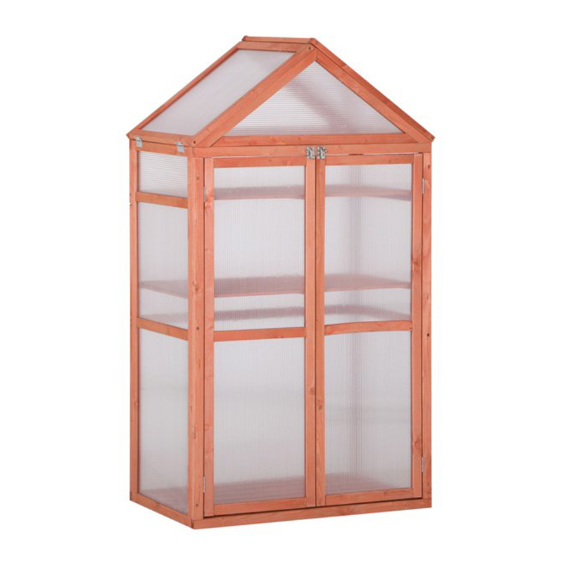 32' x 19' x 54' Sere din lemn cu cadru rece pentru plante Placă de computer portocalie