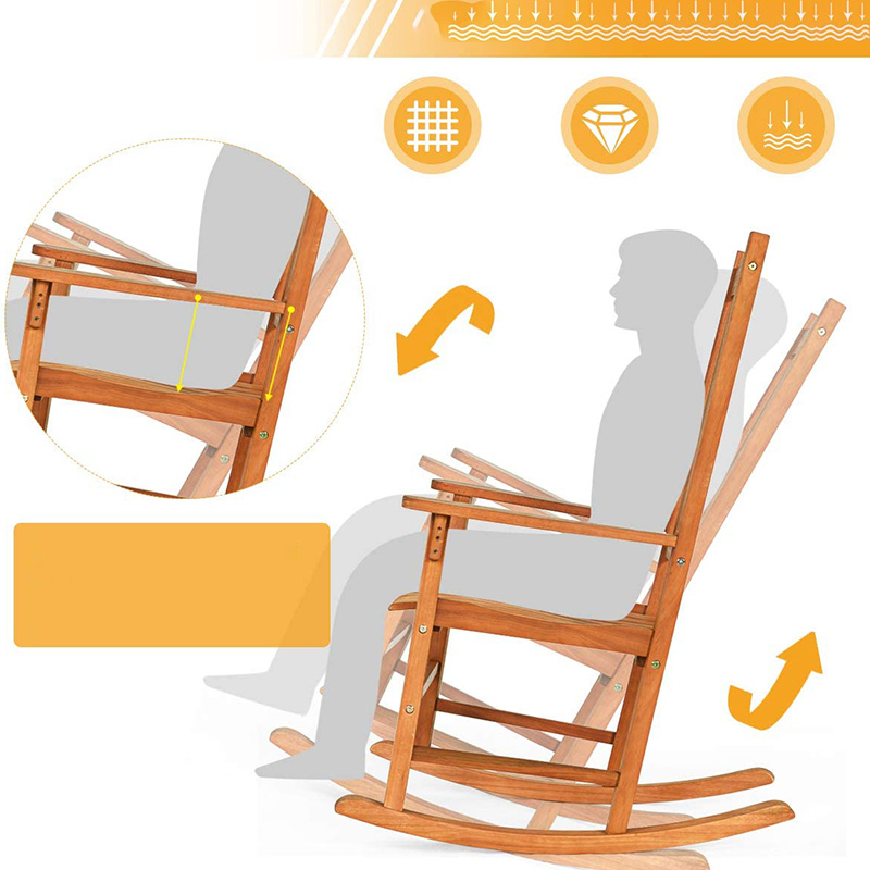 Set 3 bucăți din lemn de plop balansoar cu măsuță de cafea 2 scaune de conversație din lemn