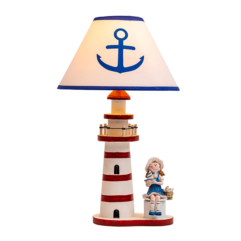 Lampă de masă în stil de coastă, albastru înghețat antic