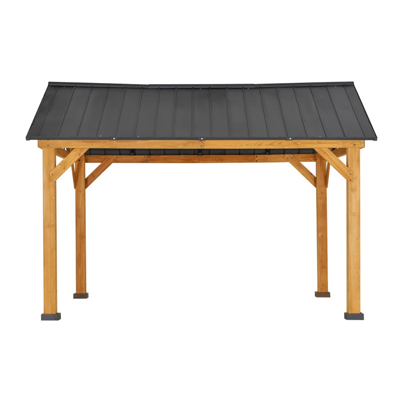 Foișor 11x13 cu capac dur cu cadru de lemn, baldachin permanent metalic pentru foișor cu cârlig de tavan pentru grădină, terasă, curte