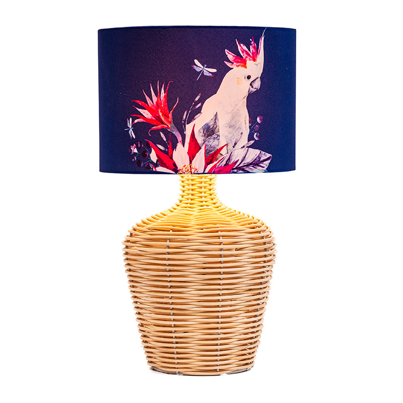 Lampă de masă supradimensionată/din ratan cu înălțime de 26,5 inchi, cu abajur din material din ratan natural/alama/alb