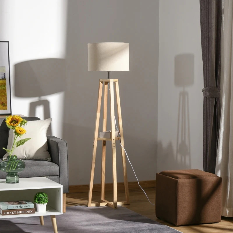 Lampă de podea modernă în picioare Lumină pentru dormitor cu abajur tambur, întrerupător cu pedală