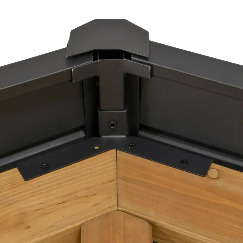 Foișor 11x13 cu capac dur cu cadru de lemn, baldachin permanent metalic pentru foișor cu cârlig de tavan pentru grădină, terasă, curte