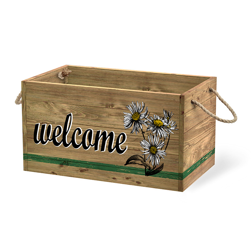 Ladă de depozitare din lemn pentru organizare și depozitare, pachet de 3, maro