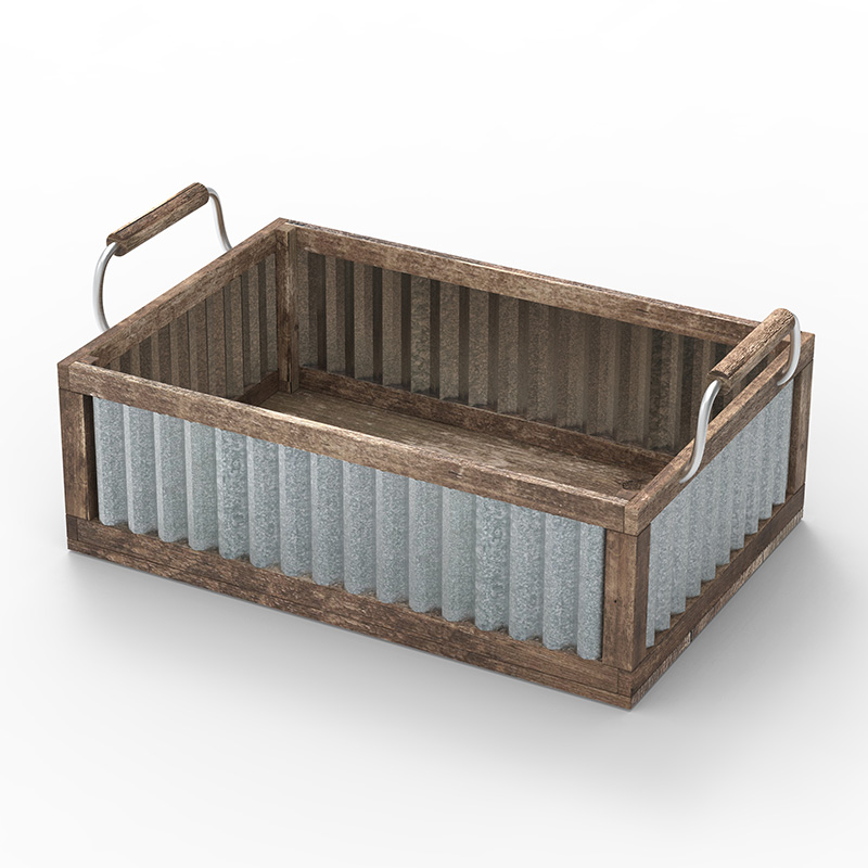 Ladă de depozitare din lemn pentru organizare și depozitare, pachet de 3, maro