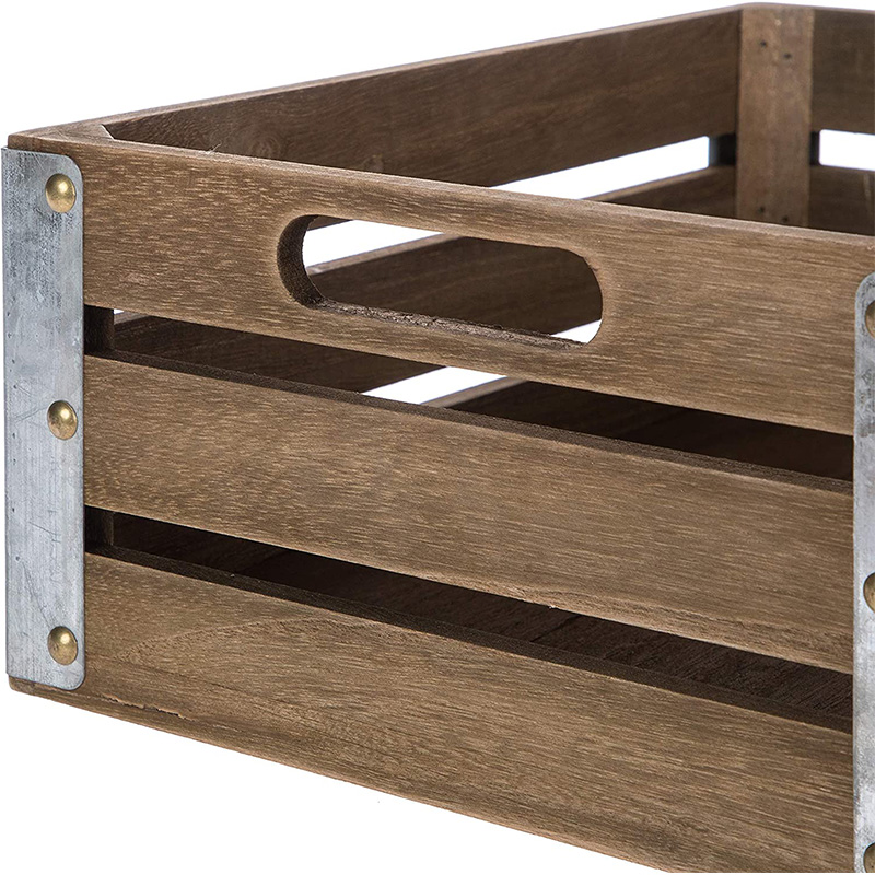 Ladă de depozitare din lemn pentru organizare și depozitare, pachet de 3, maro