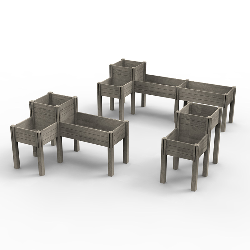 Pat de grădină înălțat cu 3 niveluri cu raft de depozitare, kit cutie de jardiniere înălțată din lemn