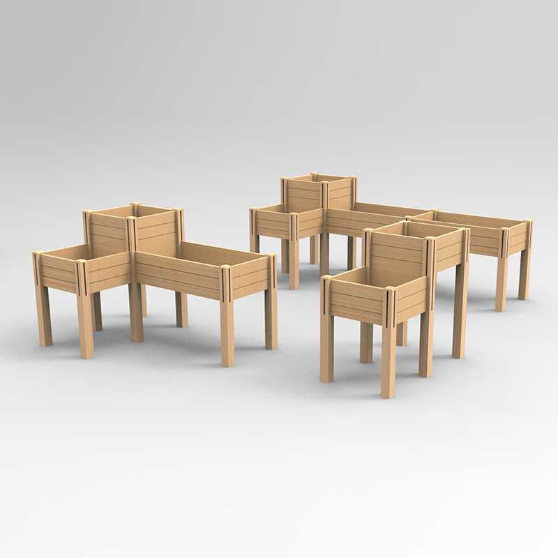 Pat de grădină înălțat cu 3 niveluri cu raft de depozitare, kit cutie de jardiniere înălțată din lemn