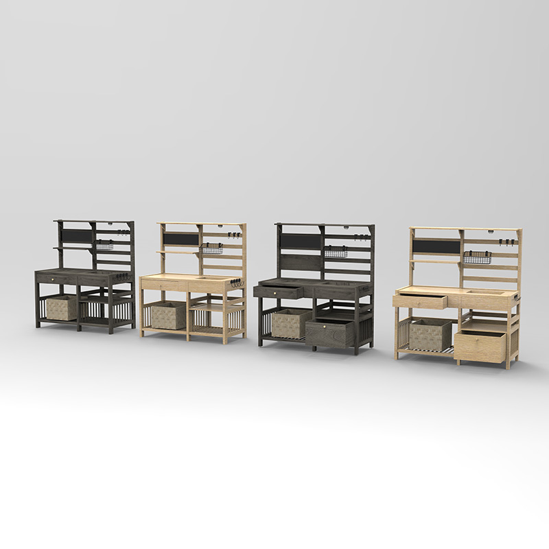 Masă de bancă pentru ghiveci, stație de lucru de grădină cu ecran de sită, chiuvetă și coșuri detașabile