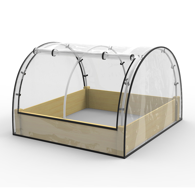 Kit pat de flori de grădină înălțat cu seră, jardinieră din lemn cu cadru rece, natural