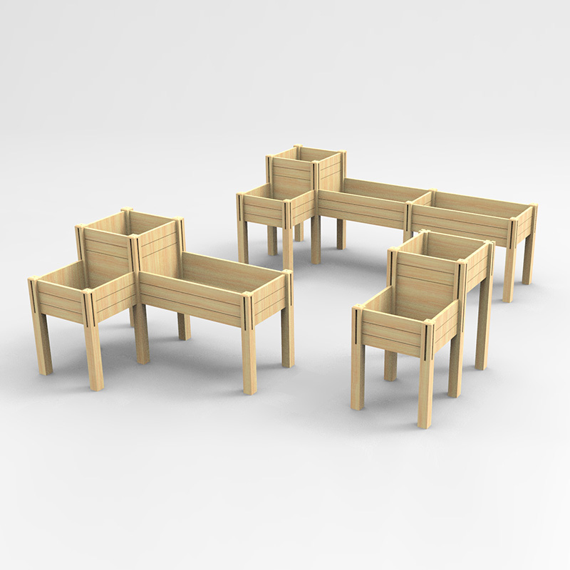 Pat de grădină înălțat cu 3 niveluri cu raft de depozitare, kit cutie de jardiniere înălțată din lemn