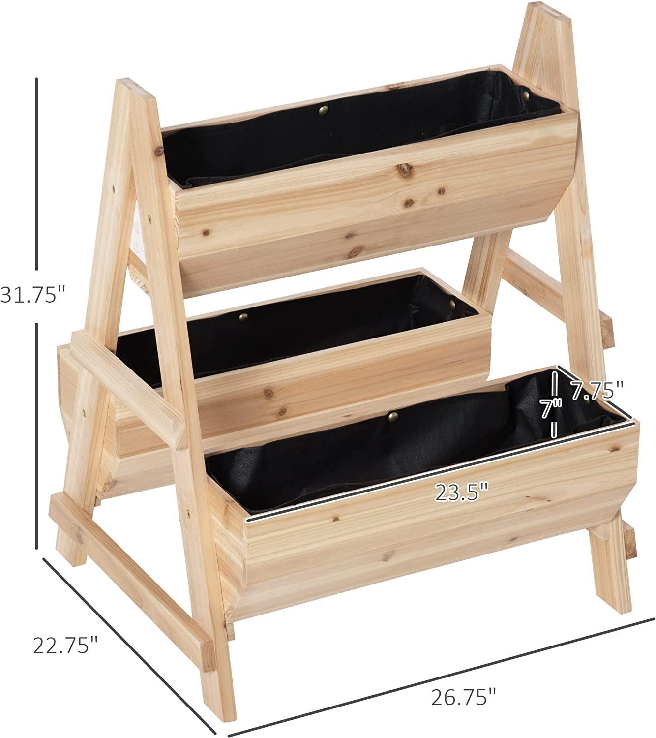 Cutie de jardiniera din lemn în formă de A cu material nețesut pentru curte