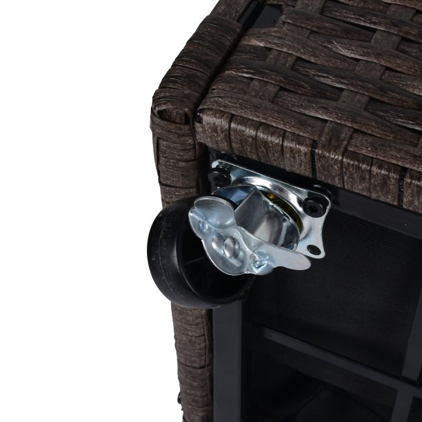 Cutie de jardiniera din ratan pentru interior/exterior, cu suport de depozitare a sculelor dedesubt și zonă de lucru ridicată, robustă, 28' H