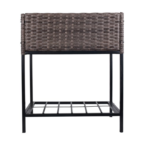 Cutie de jardiniera din ratan pentru interior/exterior, cu suport de depozitare a sculelor dedesubt și zonă de lucru ridicată, robustă, 28' H