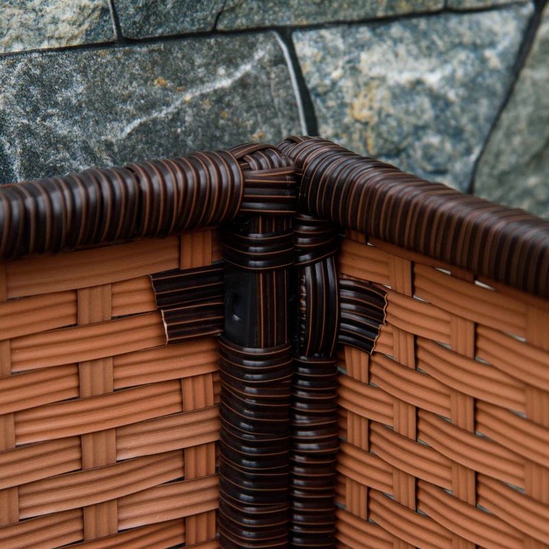 Cutie de jardiniera din ratan pentru interior/exterior, cu suport de depozitare a sculelor dedesubt și zonă de lucru ridicată, robustă, 28' H