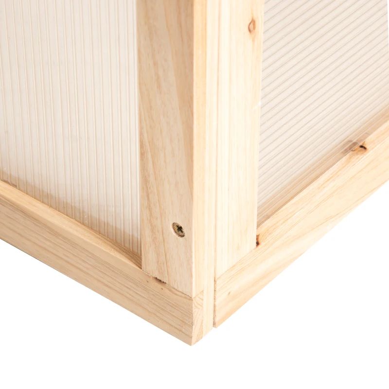 Kit pat de flori de grădină înălțat cu seră, jardinieră din lemn cu cadru rece, natural