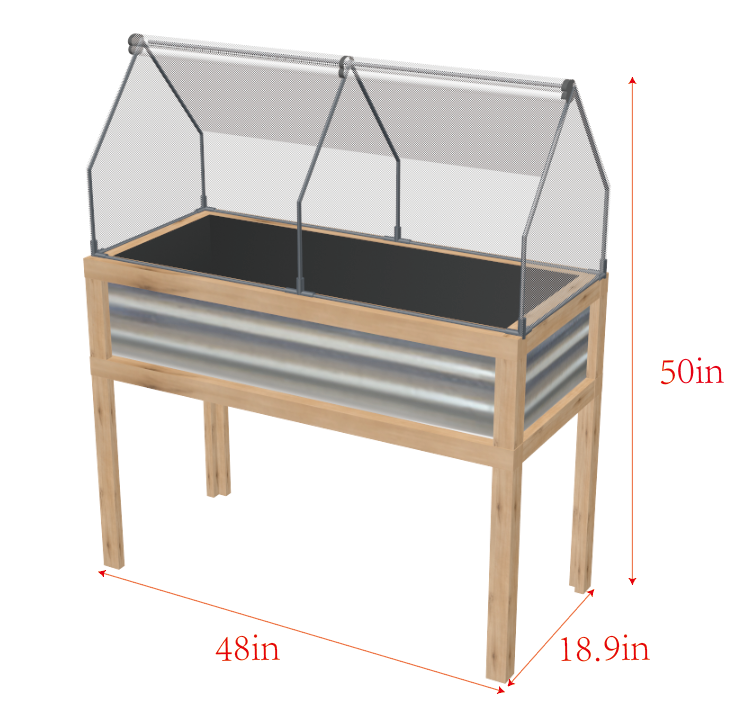 Cutie de protecție a plantelor în ghiveci în seră de 36' x 20' x 41' în aer liber cu capac care se poate deschide, cadru rece din lemn portocaliu