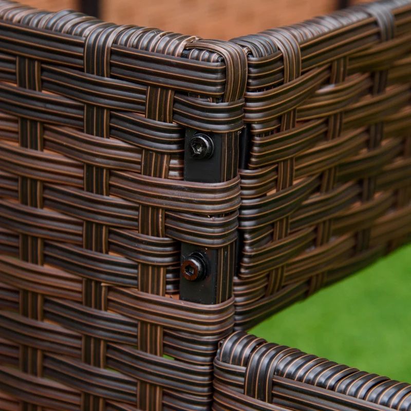 Cutie de jardiniera din ratan pentru interior/exterior, cu suport de depozitare a sculelor dedesubt și zonă de lucru ridicată, robustă, 28' H