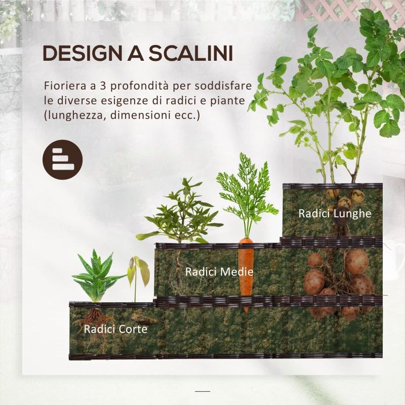 Cutie de jardiniera din ratan pentru interior/exterior, cu suport de depozitare a sculelor dedesubt și zonă de lucru ridicată, robustă, 28' H