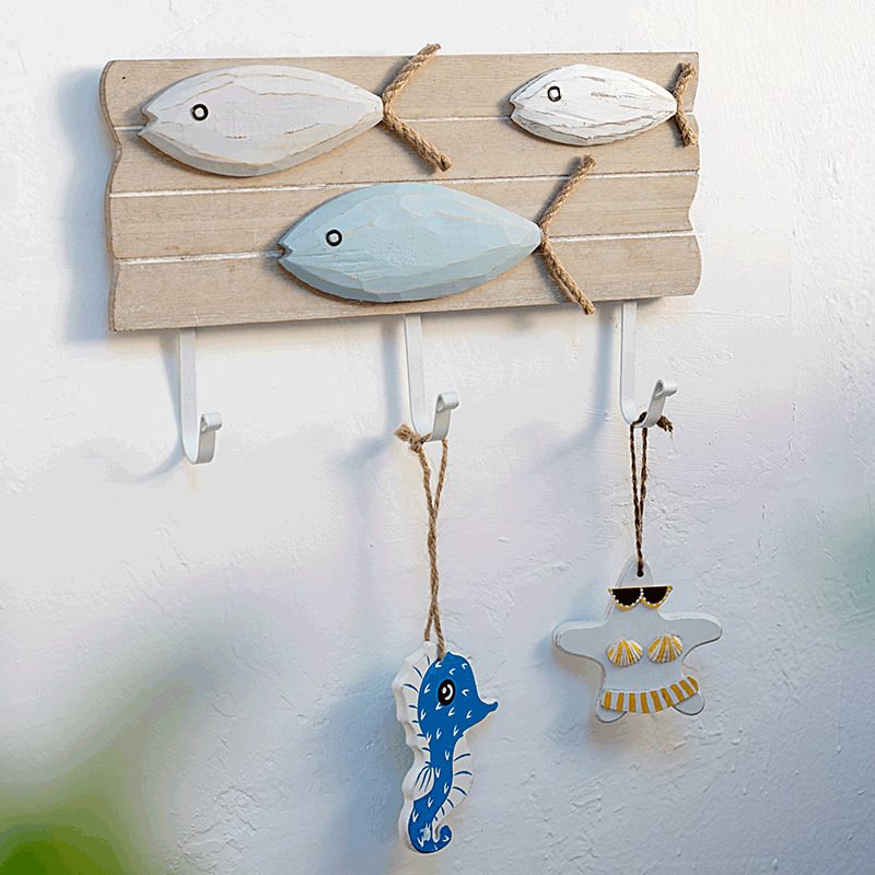 Lixincrafts decor sanctuar pe malul mării, decor în stilul mării, roată de navă - decor pește