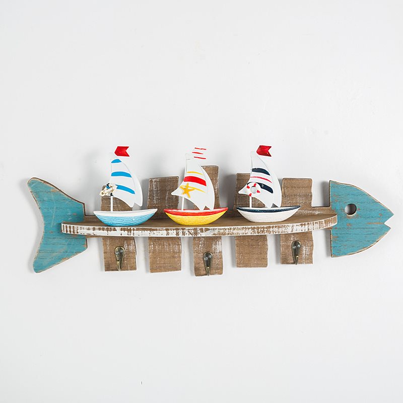 Lixincrafts decor sanctuar pe malul mării, decor în stilul mării, roată de navă - decor pește